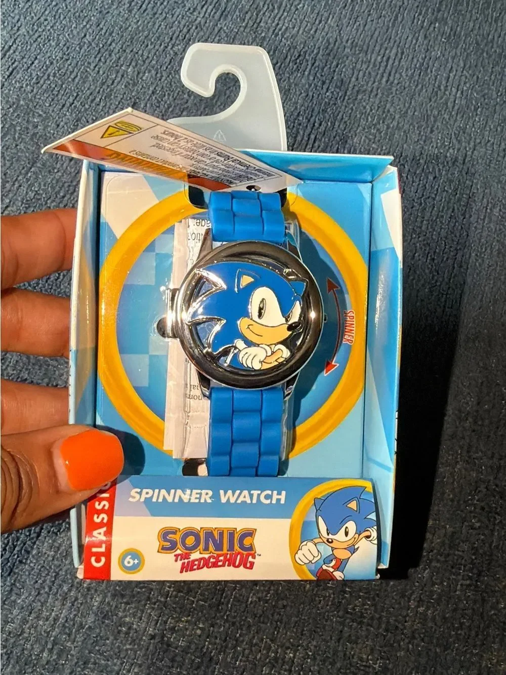 SEGA Sonic The Hedgehog Metal Spinner Flip Unisex Child LCD Watch in Blue